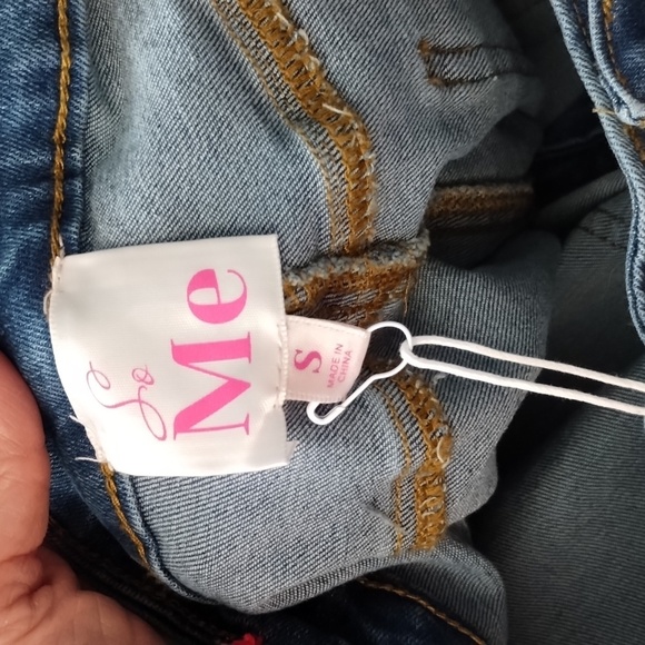 So Me Wide Leg Denim Jeans Size Small Braid Side Detail oversized high waisted - Picture 14 of 16